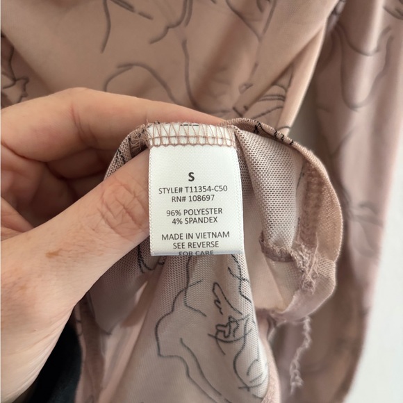 Sweet Rain Sheer Floral Ruched Mock Neck Blouse Size Small - Picture 6 of 7